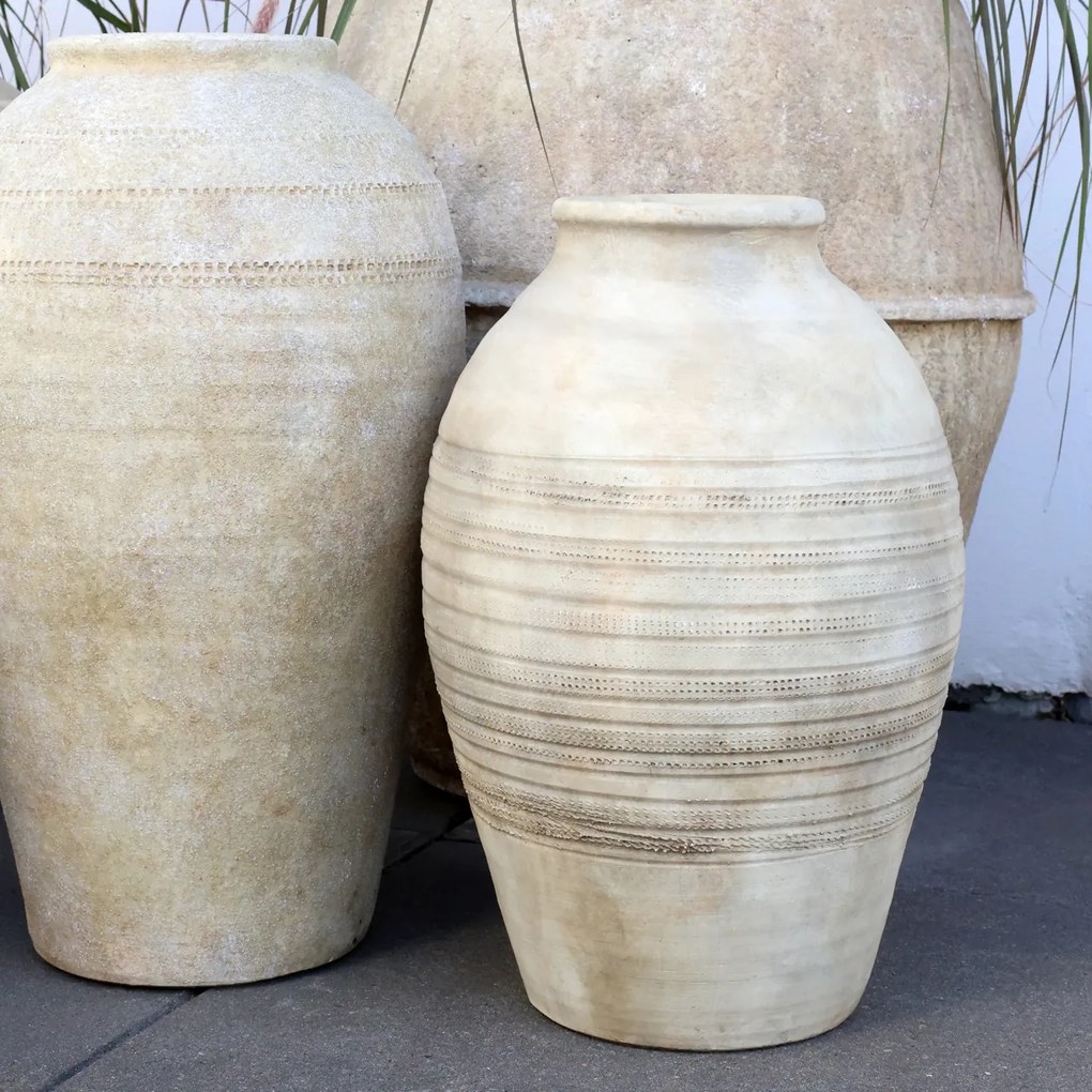 Vas decorativ din teracotă, H44 cm, aspect antichizat, Lourdes