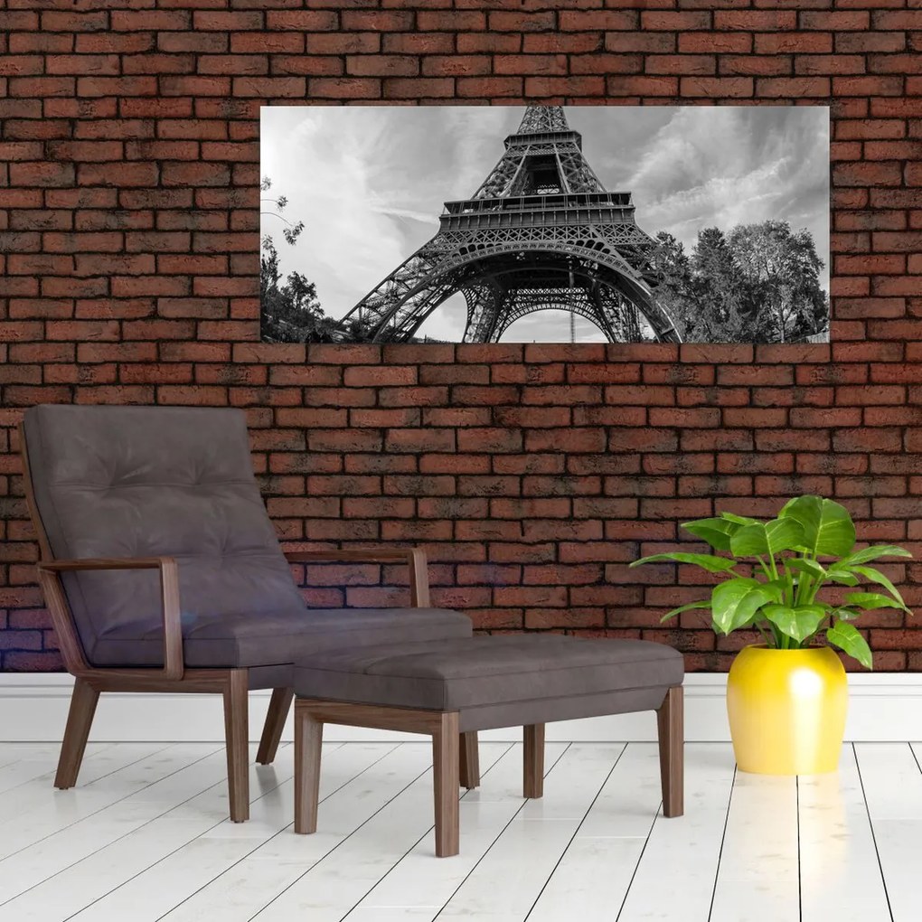 Tablou - Turnul Eiffel, alb-negru (120x50 cm)