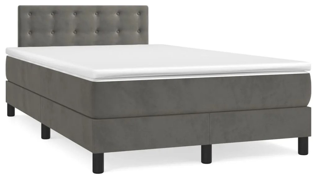 3141534 vidaXL Pat box spring cu saltea, gri închis, 120x200 cm, catifea