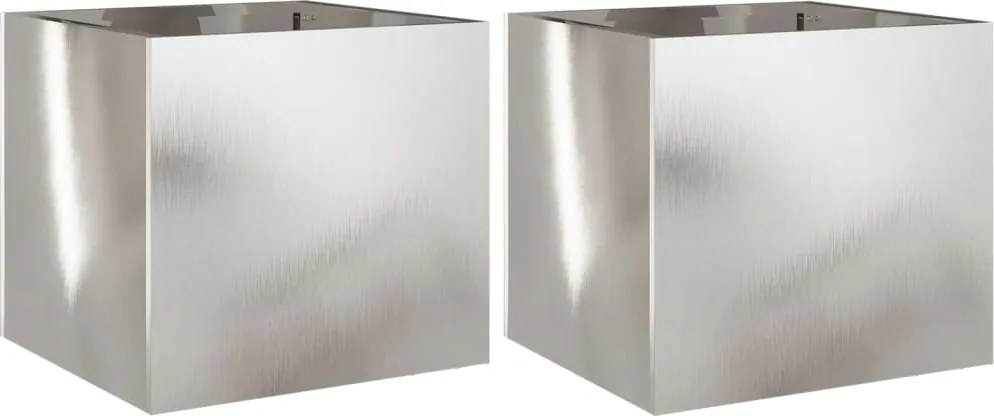 vidaXL Jardiniere, 2 buc., argintiu, 32x30x29 cm, oțel inoxidabil