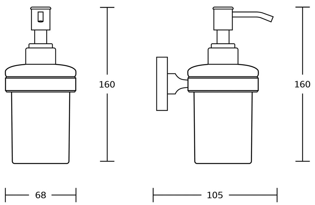 Dispenser de săpun AQUALINE SB119 Samba 150 ml, sticlă lăptoasă