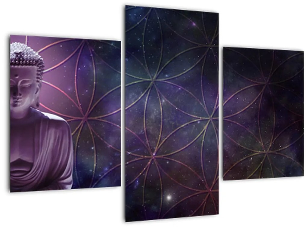 Tablou - Buddha cu florile vieții (90x60 cm)