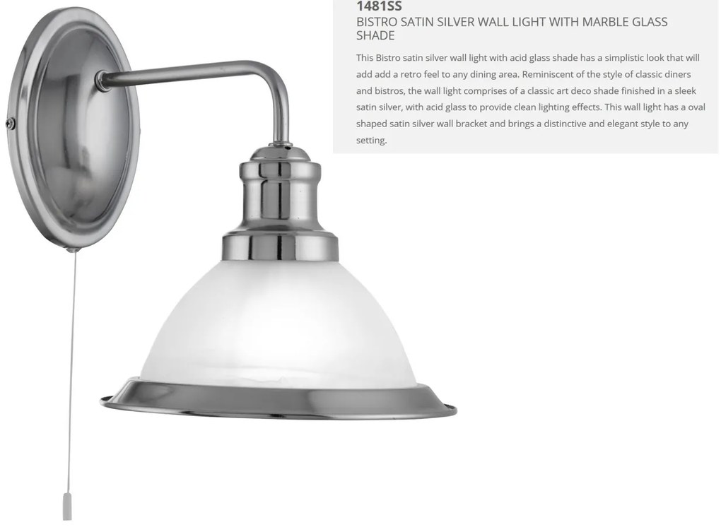 Aplica de perete design clasic Bistro argintiu satin 1481SS SRT