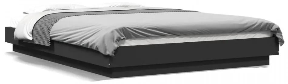 Cadru de pat, negru, 140x200 cm, lemn prelucrat