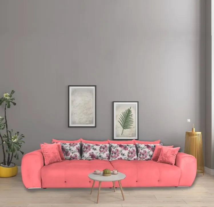 Canapea fixa, spatioasa, cu 12 perne, Family, roz