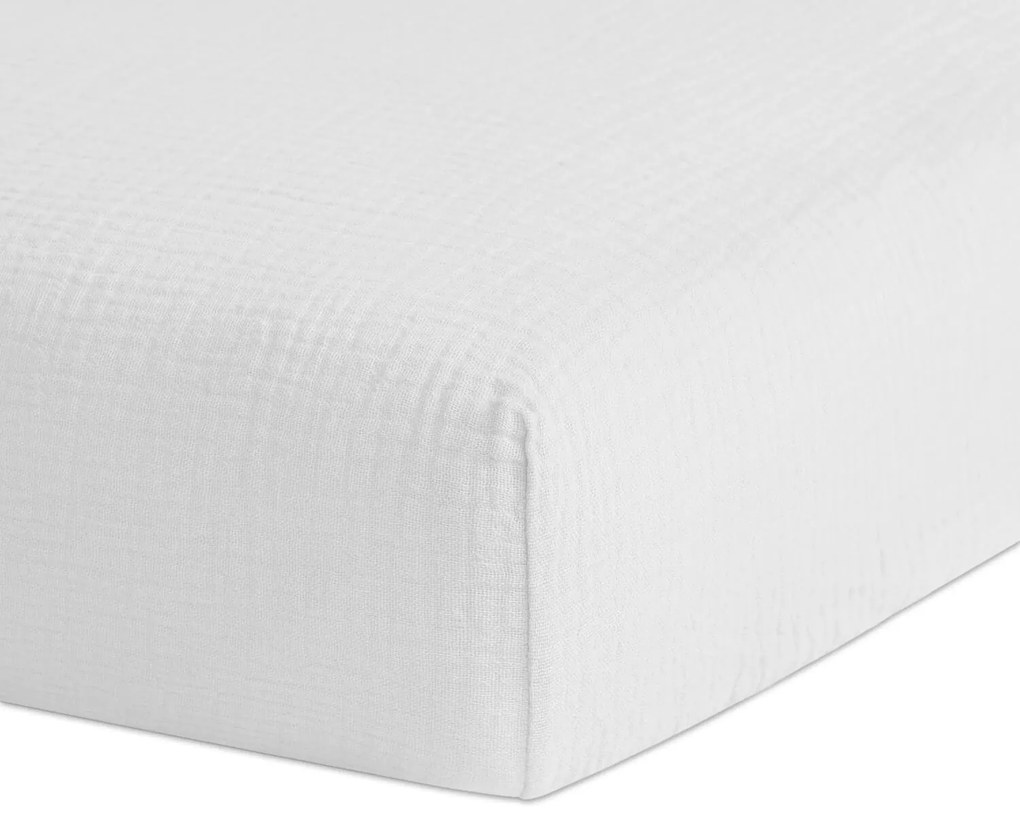 Cearceaf din muselina bumbac 100% cu elastic roata 120x60 cm Kidizi White