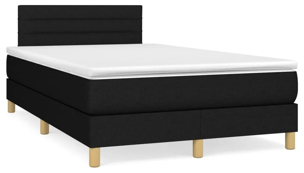 vidaXL Pat box spring cu saltea, negru, 120x190 cm, catifea