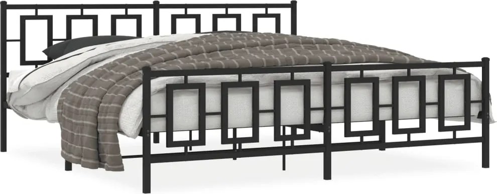 vidaXL Cadru pat metalic cu tăblii de cap/picioare, negru, 193x203 cm