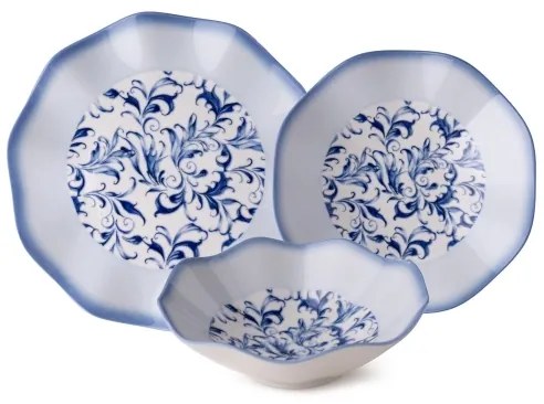 Set veselă, 24 piese, porțelan, albastru