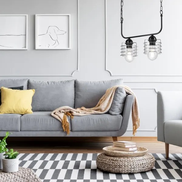 Lustră pe lanț MORGAN 2xE27/60W/230V neagră/crom