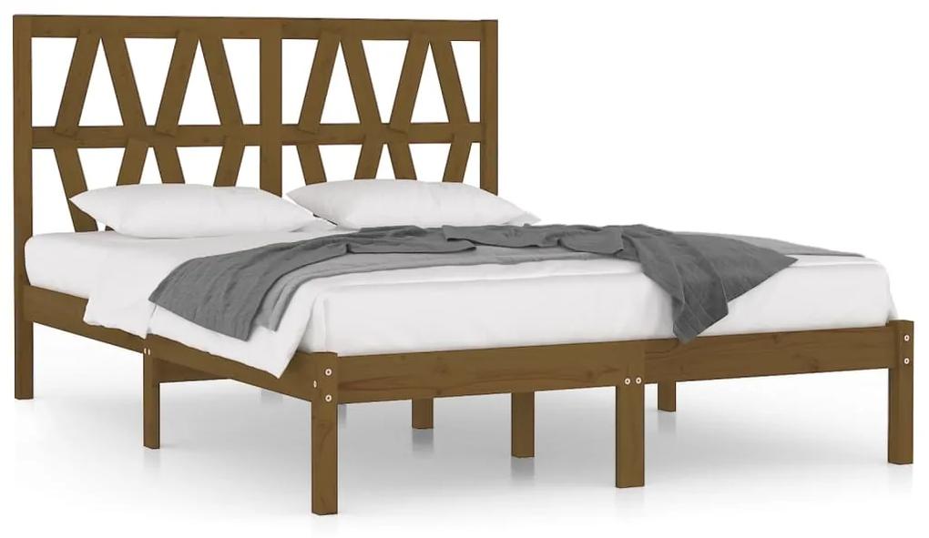 3104021 vidaXL Cadru de pat, maro miere, 200x200 cm, lemn masiv de pin