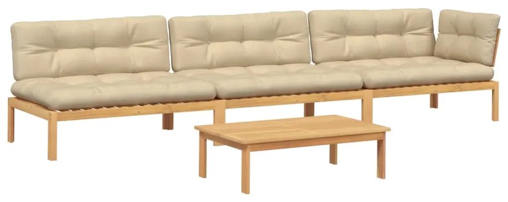 3209327 vidaXL Set canapele de grădină cu perne din paleți 4 piese lemn acacia