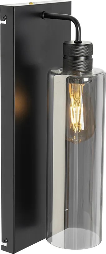 Lampa de perete moderna neagra cu sticla fumurie - Stavelot