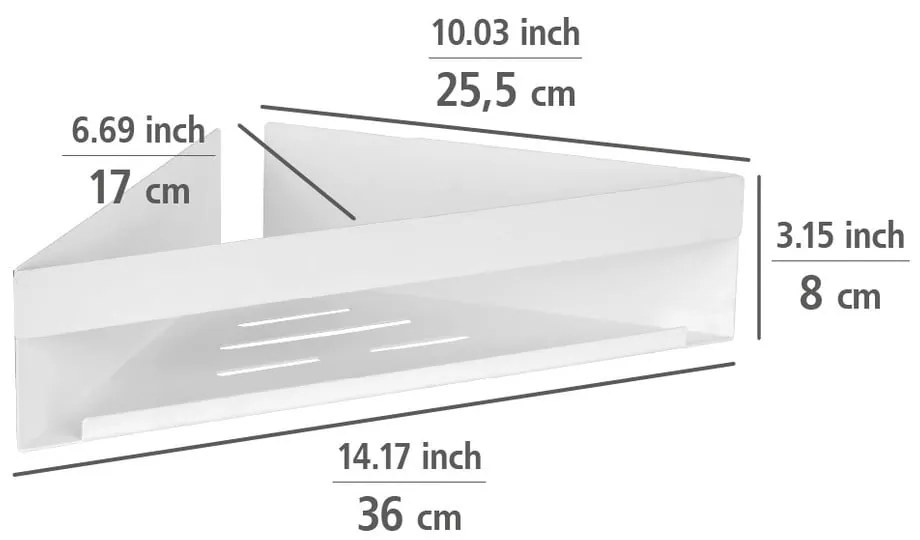Raft pentru baie alb mat autoadeziv, pentru colț cu Turbo-Loc din oțel inoxidabil Genova – Wenko