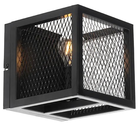 Lampă de perete industrială neagră cu plasă - Cage