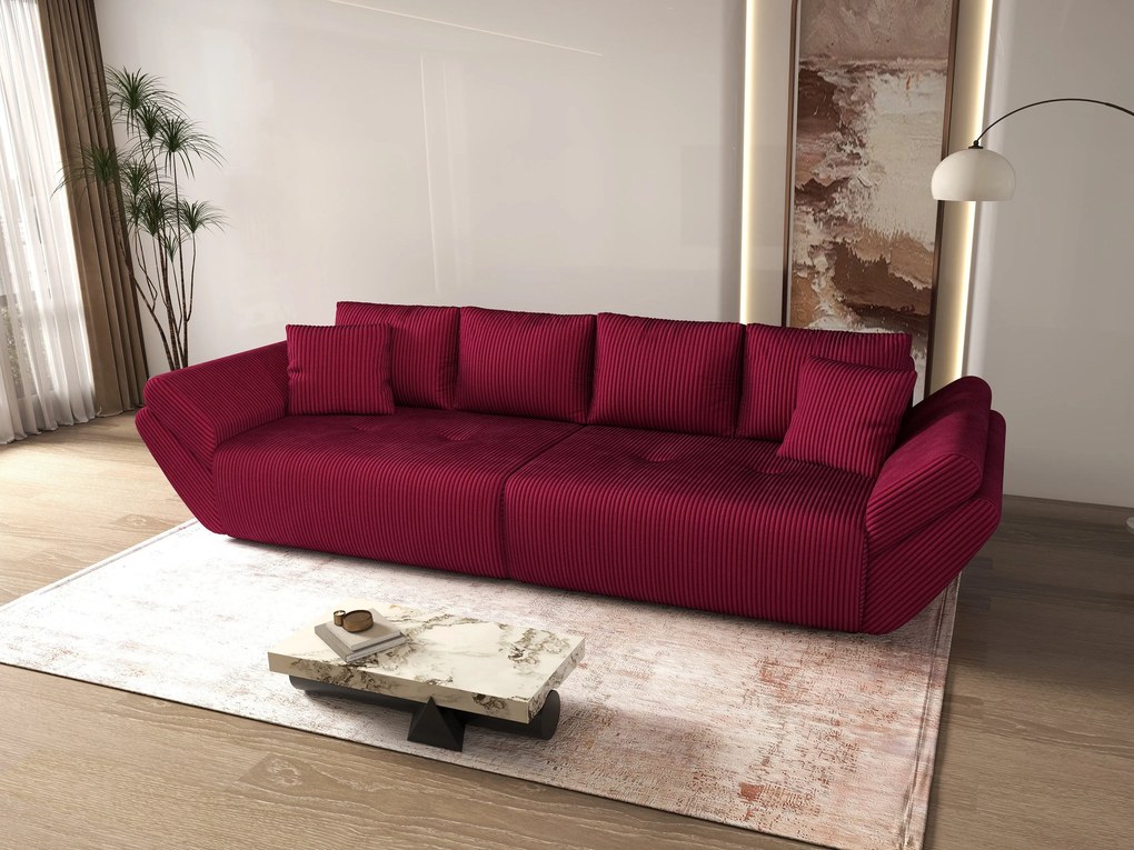 Canapea extensibilă dumonde cu ladă de depozitare si sezut confortabil din spuma high-density, Berlin Zoom Red 300x100 cm