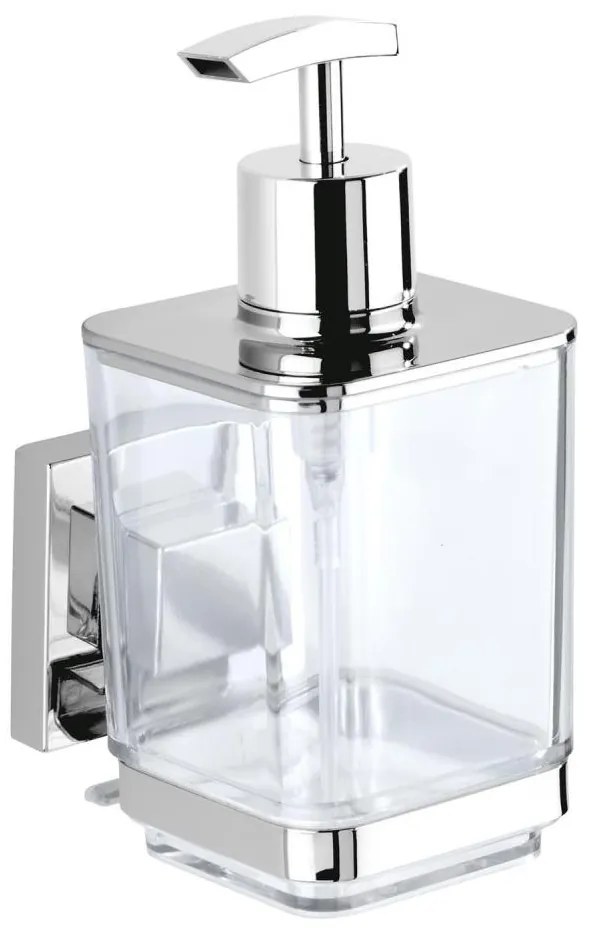 WENKO 22683100 - Dozator de săpun VACUUM-LOC QUADRO ED, 7,5 x 16 cm, argintiu / crom lucios