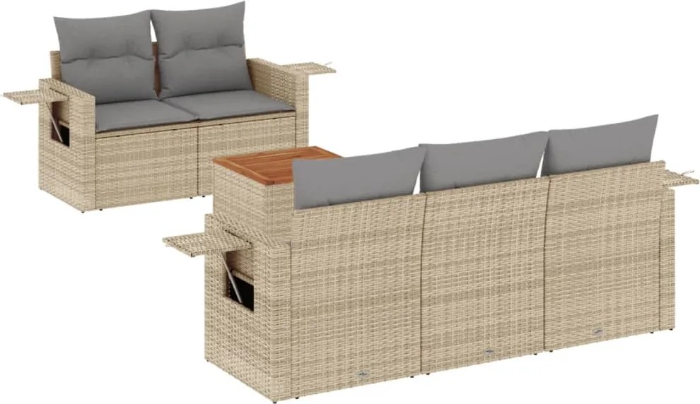 vidaXL Set canapele de grădină cu perne, 6 piese, bej, poliratan