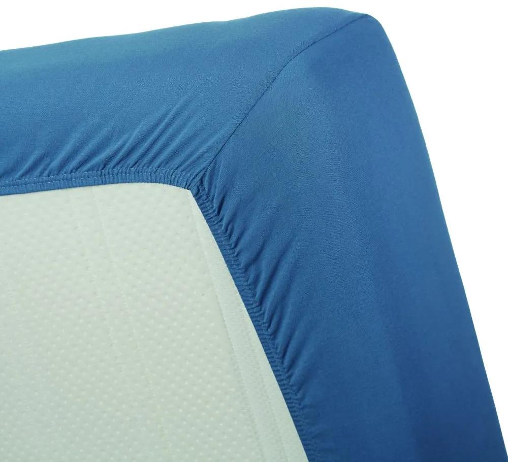 Cearceaf pat albastru cu elastic 160x200 cm Jersey HL Blue