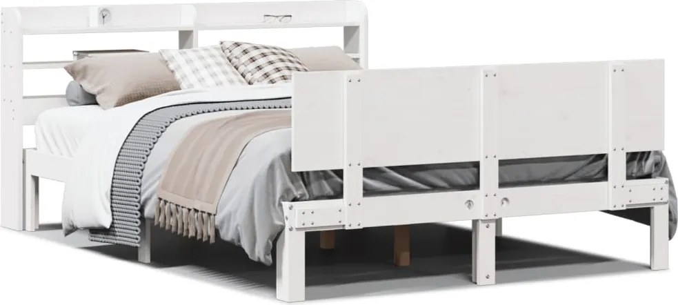 vidaXL Cadru de pat cu tăblie fără saltea, alb, 140x200 cm