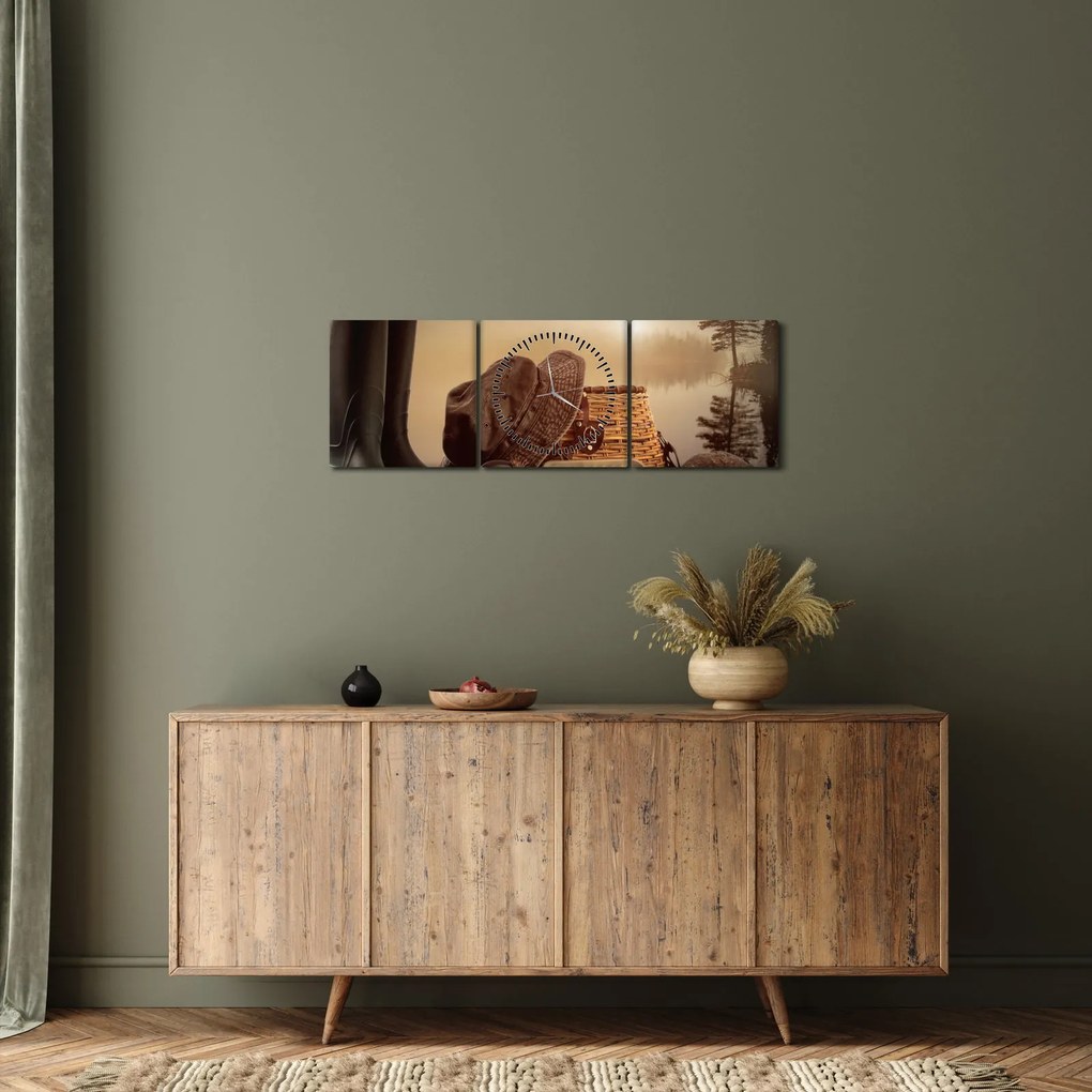 Tablou - Natura moartă, pescuit (cu ceas) (90x30 cm)