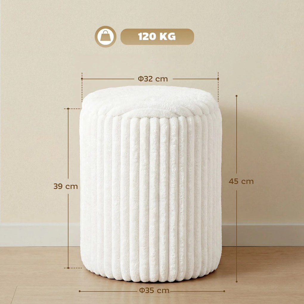 HOMCOM Taburet de depozitare cu capac reversibil, taburet modern din cord pentru living și dormitor, Alb | Aosom Romania