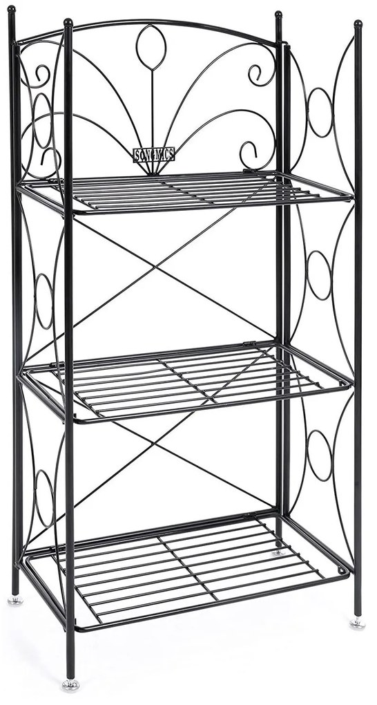 Suport pentru flori 3 niveluri, suport pentru flori de interior din metal 54 x 101 x 30 cm, negru