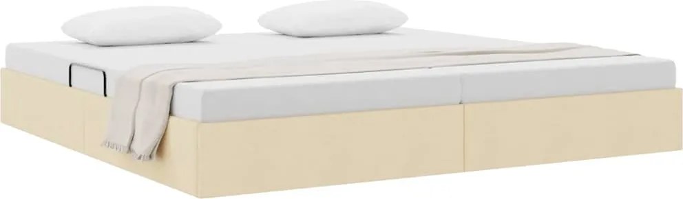 vidaXL Pat cu storage cu headboard Creme 200 x 200 cm țesătură