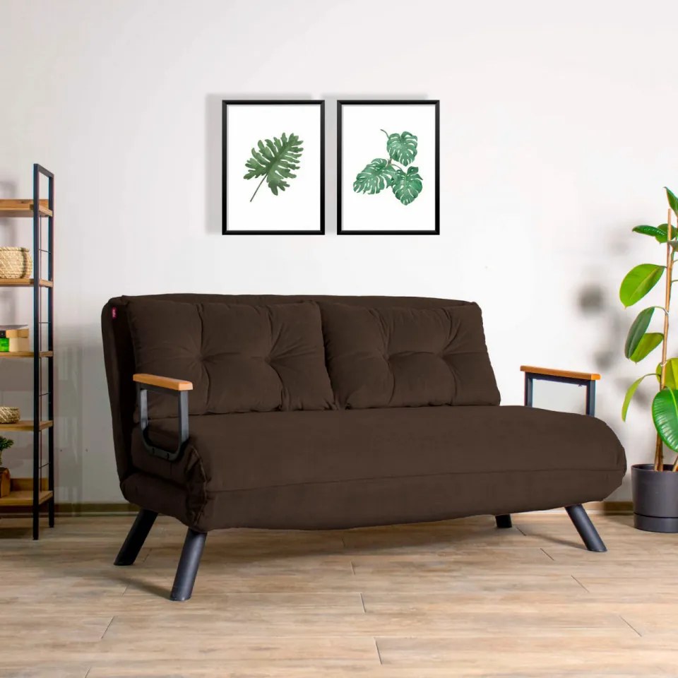 Canapea cu 2 Locuri Sando 2-Seater, Maro, Extensibila
