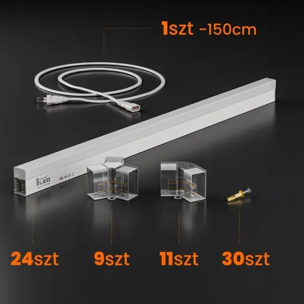 Plafonieră LED 240W, 85-265V, 4000K, 298 x 209 cm, CRI 90, IP54, albă