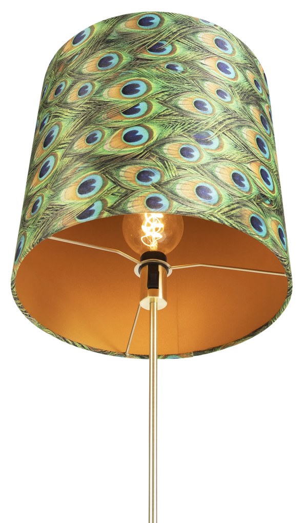 Lampă de podea auriu/alamă cu abajur din catifea verde smarald 40/40 cm - Parte