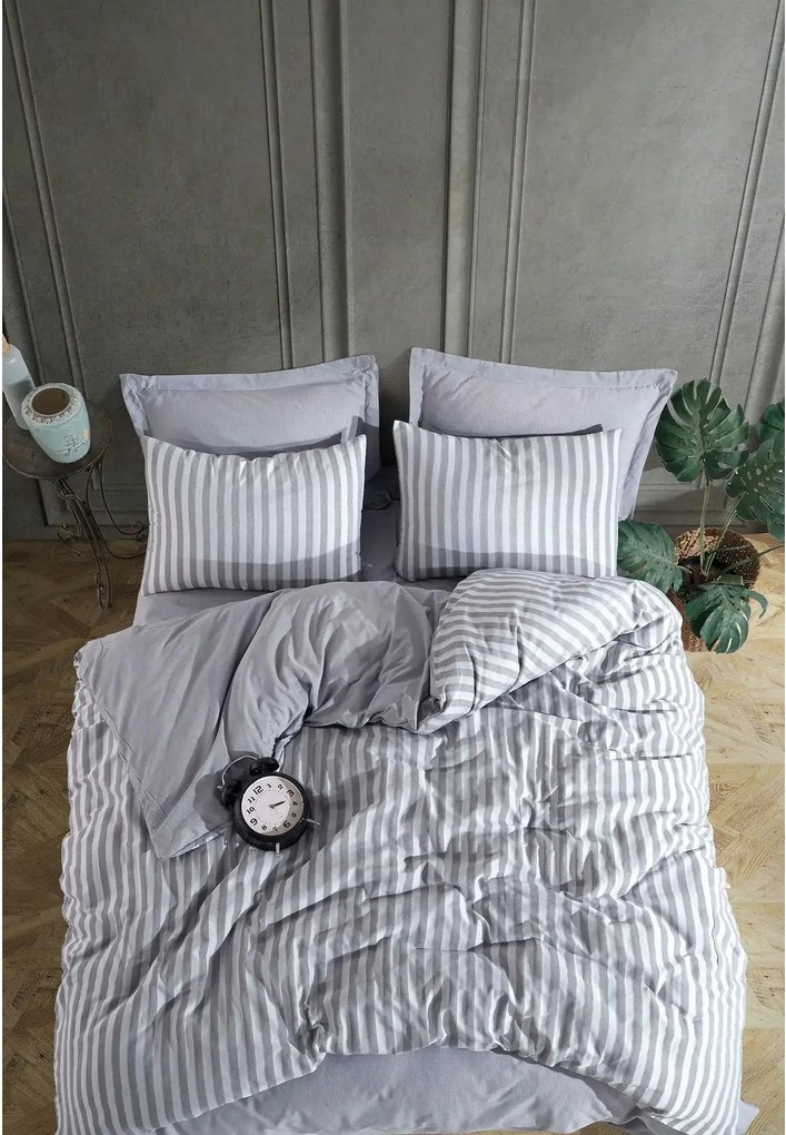 Set lenjerie pat ROAD POTLU, gri deschis, bumbac/poliester, 200x220 cm