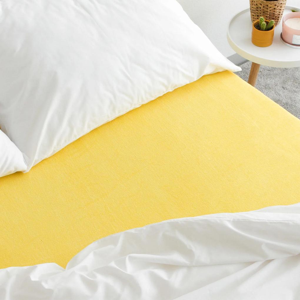 Goldea cearceafuri de pat din terry cu elastic - galben deschis 120 x 200 cm