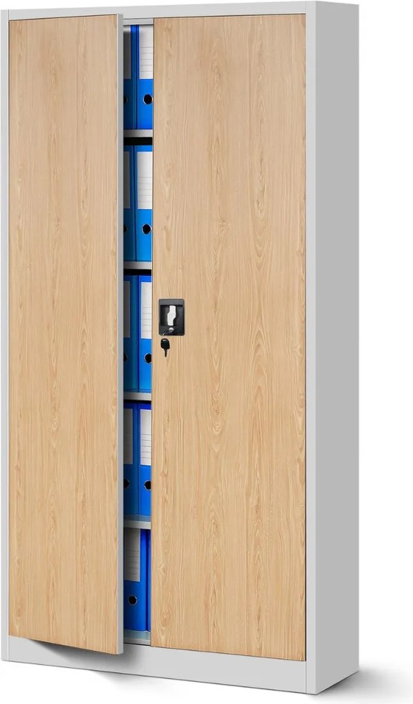 Dulap metalic Jan alb / stejar sonoma (90x185 cm)