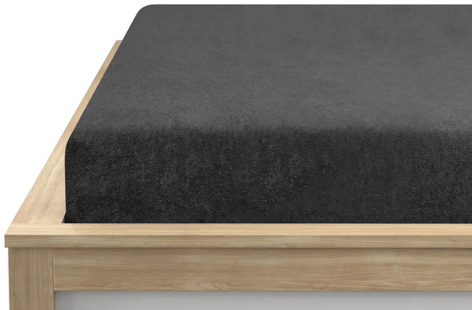 Cearsaf frotee gri inchis 120 x 200 cm