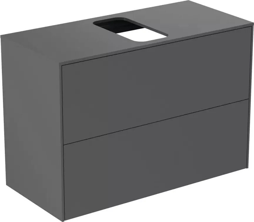 Dulap baza suspendat Ideal Standard Atelier Conca 2 sertare si blat cu decupaj central 80 cm antracit mat