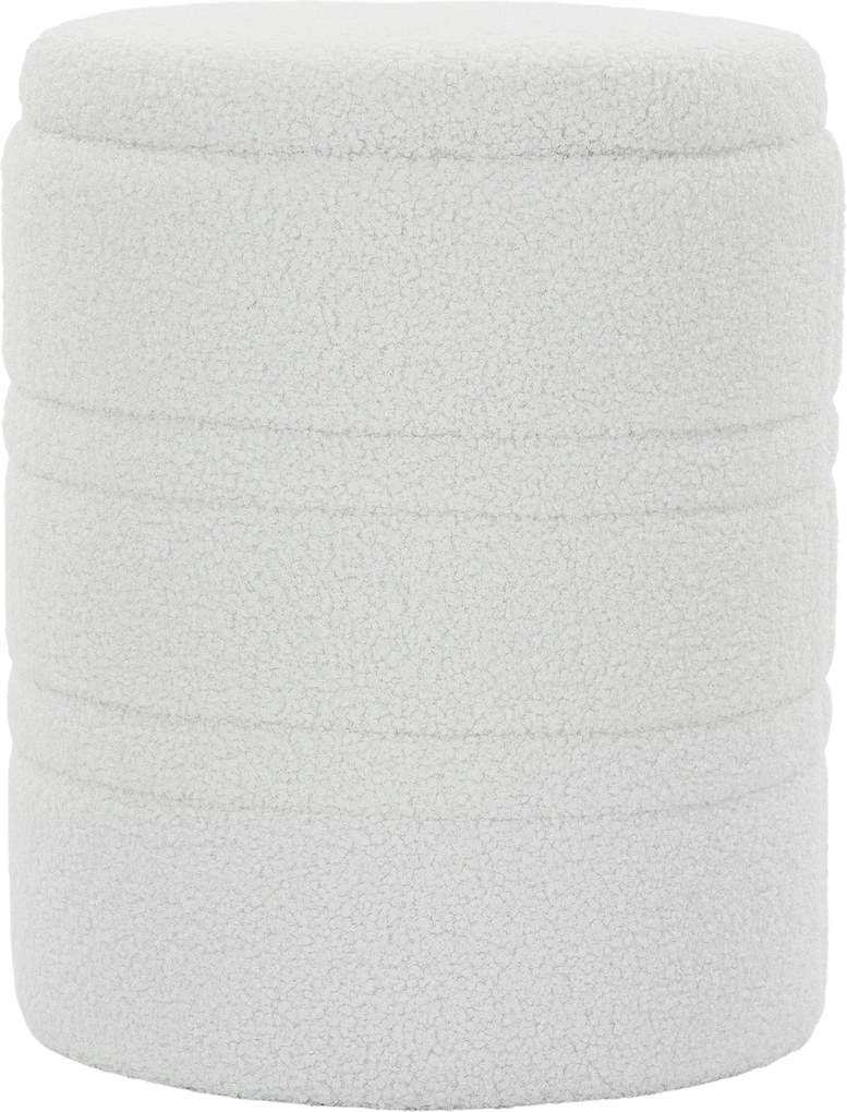 HOMCOM Taburet Rotund Tip Pouf cu Spațiu de Depozitare 33L din Sherpa cu Capac, Capacitate 120kg, Living, Hol, Alb | Aosom Romania