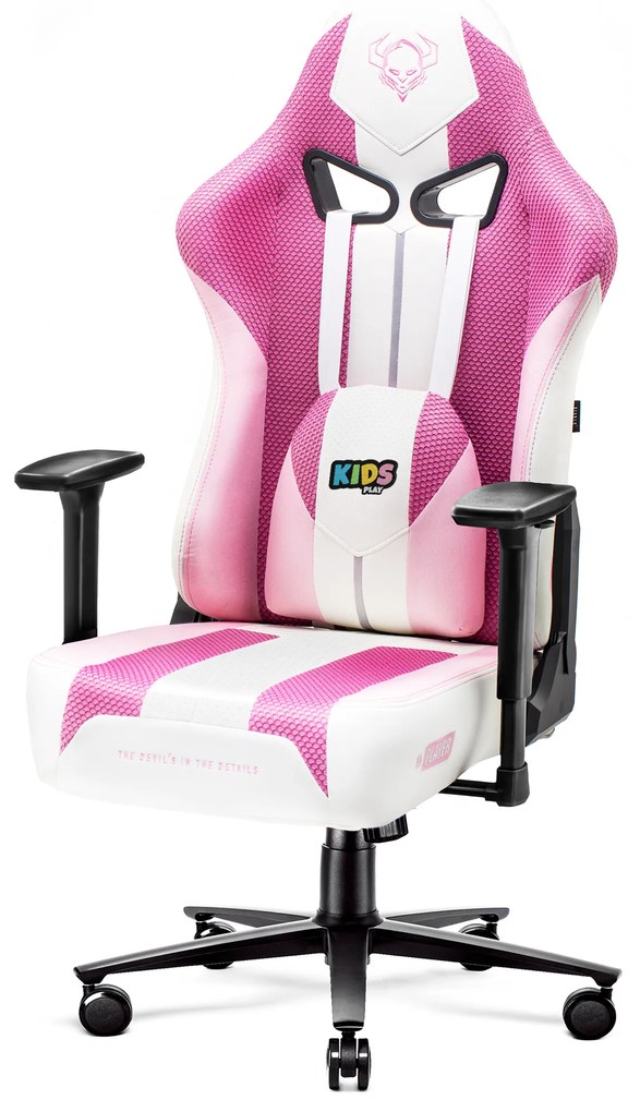 Scaun gaming din material pentru copii Diablo X-Player 2.0: Marshmallow Pink / roz, Kids Size Diablochairs