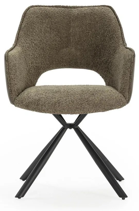 Set de scaune de sufragerie verde cu cotiere 2 buc. tapițat Mariel – Marckeric