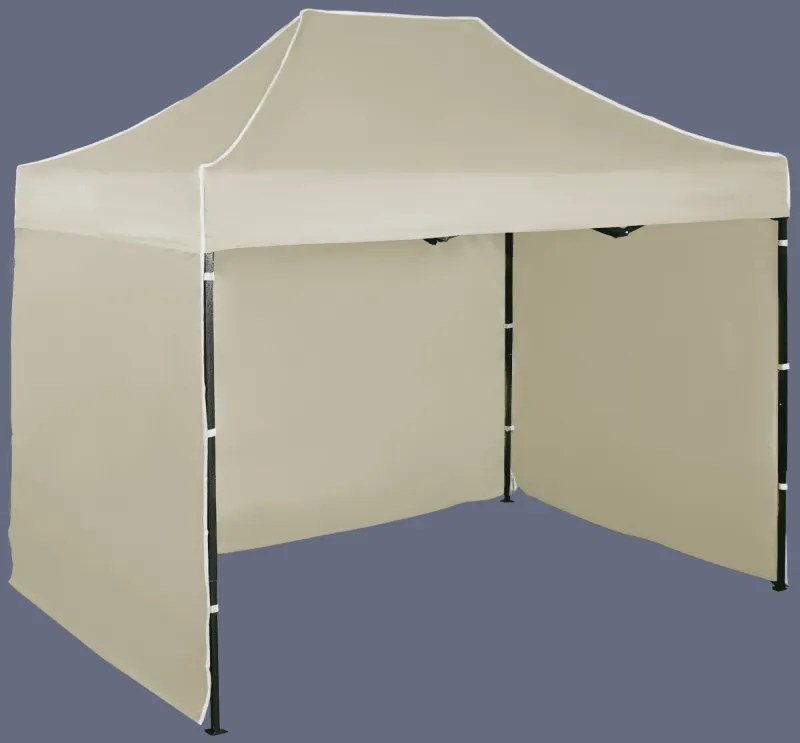 Pavilion de grădină 2x3m - din oțel, 3 pereţi laterali, Bejă