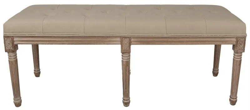 Bancheta shabby chic 2 locuri, bej, stofa, 122x41x46 cm