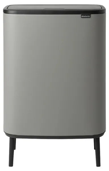 Cos de gunoi Brabantia Bo Touch Hi 1001266, 2x30 L, Perfect langa perete, Reglare picioare, Acoperit cu minerale, Gri