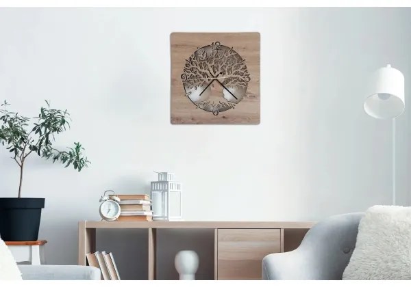 Li-Go 23537/DUB2 - Ceas LED reglabil, LED/10W/5V, 20000 mAh, 42x42 cm, stejar + telecomandă