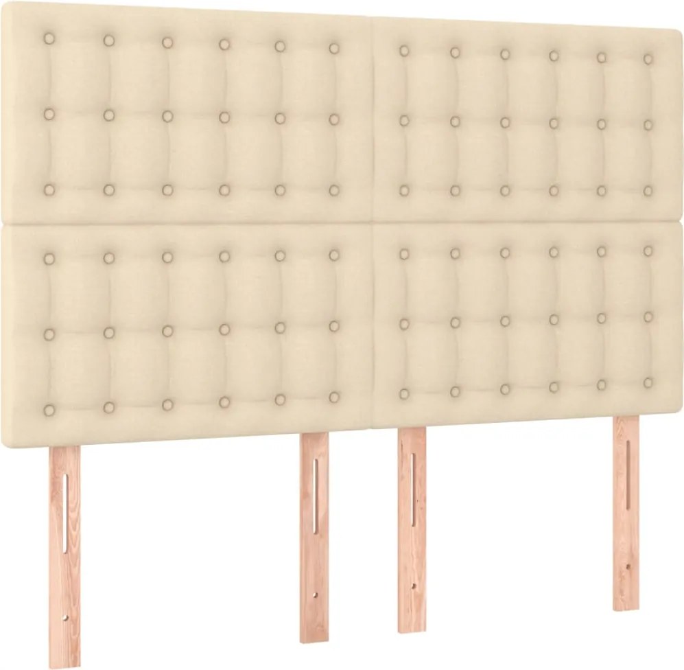 vidaXL Tăblie de pat crem 144x5x118/128 cm, material textil