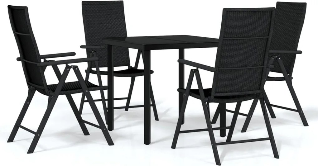 vidaXL Set de mobilier pentru grădină, 5 piese, negru