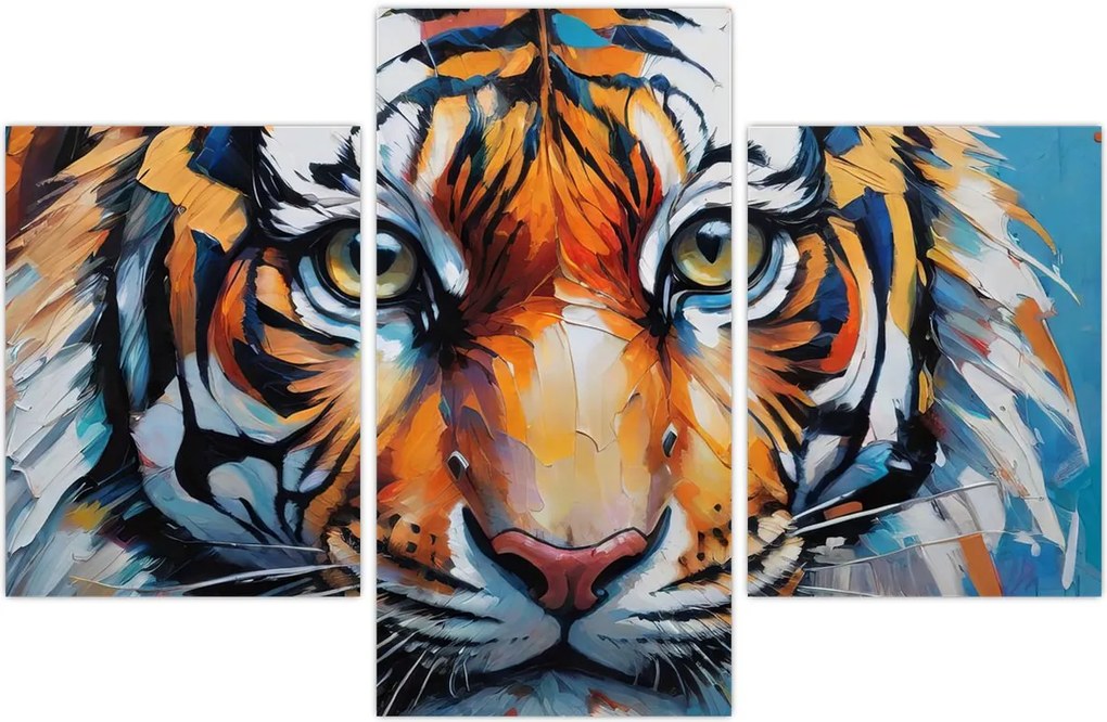 Tablou - Vedere a unui tigru, pictură (90x60 cm)