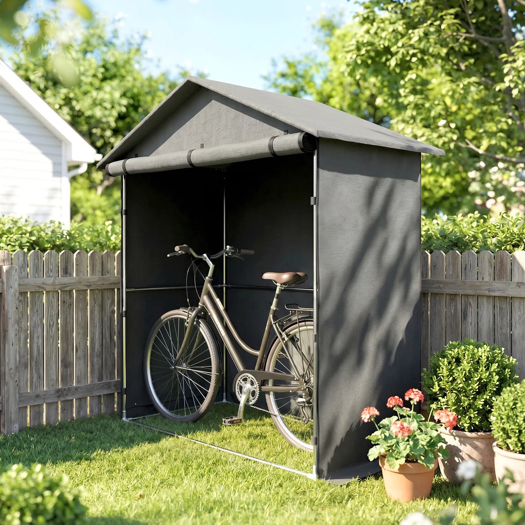 Outsunny Cort Garaj cu Intrare Rulabilă, Corzi și Țăruși, 1.1x2 m, Gri Închis | Aosom Romania