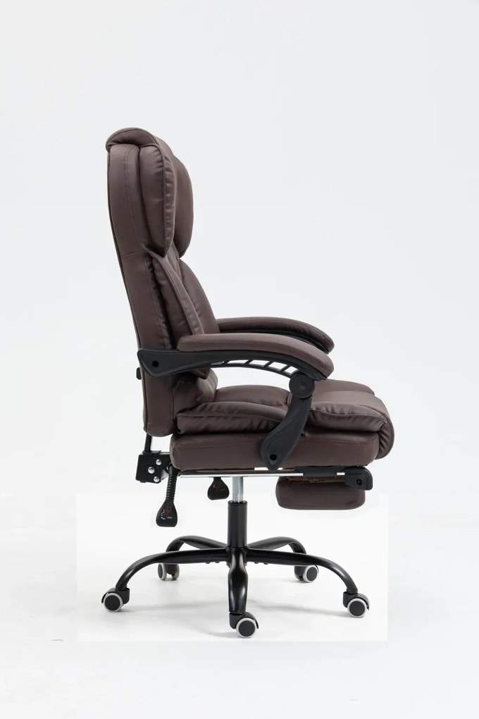 RESIGILAT- Scaun directorial, cu Masaj și Încălzire, suport picioare, funcție sezlong, piele PU, Maro
