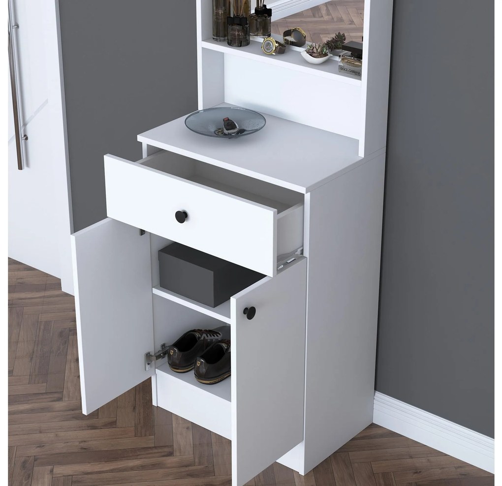 Mobilier hol Pixie 6 (alb) (cu oglindă). 1102444