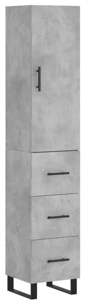 3198877 vidaXL Dulap înalt, gri beton, 34,5x34x180 cm, lemn prelucrat